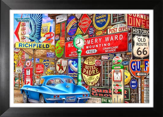 Along Route 66 Framed Michael Fishel Print 35.5" x 27.5"